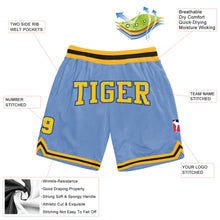Load image into Gallery viewer, Custom Light Blue Gold-Black Authentic Throwback Basketball Shorts
