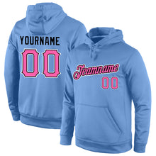Load image into Gallery viewer, Custom Stitched Light Blue Pink-Black Sports Pullover Sweatshirt Hoodie
