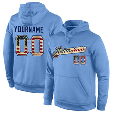 Load image into Gallery viewer, Custom Stitched Light Blue Vintage USA Flag-Cream Sports Pullover Sweatshirt Hoodie