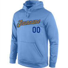 Load image into Gallery viewer, Custom Stitched Light Blue Old Gold-Royal Sports Pullover Sweatshirt Hoodie
