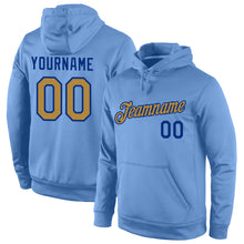 Load image into Gallery viewer, Custom Stitched Light Blue Old Gold-Royal Sports Pullover Sweatshirt Hoodie