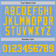 Load image into Gallery viewer, Custom Stitched Light Blue Gold Sports Pullover Sweatshirt Hoodie