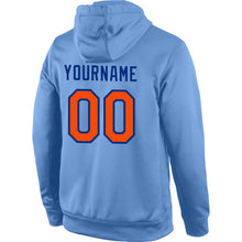 Load image into Gallery viewer, Custom Stitched Light Blue Orange-Royal Sports Pullover Sweatshirt Hoodie
