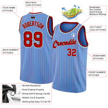Load image into Gallery viewer, Custom Light Blue Red Pinstripe Red-Black Authentic Basketball Jersey