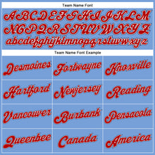 Load image into Gallery viewer, Custom Light Blue White Pinstripe Red-Navy Authentic Basketball Jersey