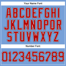 Load image into Gallery viewer, Custom Light Blue White Pinstripe Red-Navy Authentic Basketball Jersey