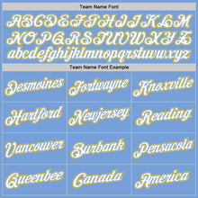 Load image into Gallery viewer, Custom Stitched Light Blue White-Gold Sports Pullover Sweatshirt Hoodie