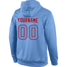Load image into Gallery viewer, Custom Stitched Light Blue Light Blue-Red Sports Pullover Sweatshirt Hoodie
