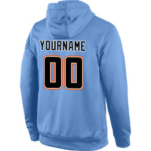 Load image into Gallery viewer, Custom Stitched Light Blue Black-Orange Sports Pullover Sweatshirt Hoodie