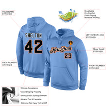 Load image into Gallery viewer, Custom Stitched Light Blue Black-Orange Sports Pullover Sweatshirt Hoodie
