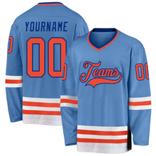 Load image into Gallery viewer, Custom Light Blue Orange-Royal Hockey Jersey