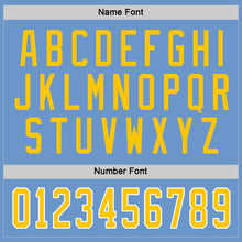 Load image into Gallery viewer, Custom Light Blue Gold-White Hockey Jersey