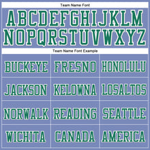 Load image into Gallery viewer, Custom Light Blue Kelly Green-White Stitched Cuffed Knit Hat