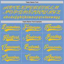 Load image into Gallery viewer, Custom Light Blue Gold Hockey Jersey