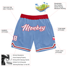 Load image into Gallery viewer, Custom Light Blue White-Red Authentic Throwback Basketball Shorts