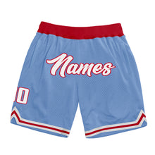 Load image into Gallery viewer, Custom Light Blue White-Red Authentic Throwback Basketball Shorts