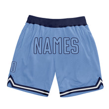 Load image into Gallery viewer, Custom Light Blue Light Blue-Navy Authentic Throwback Basketball Shorts