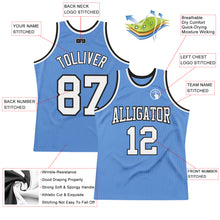 Load image into Gallery viewer, Custom Light Blue White-Black Authentic Throwback Basketball Jersey