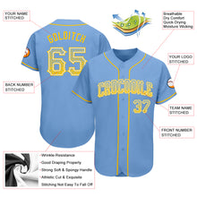 Load image into Gallery viewer, Custom Light Blue Gold-White Authentic Drift Fashion Baseball Jersey