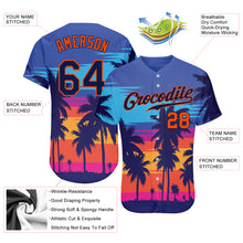 Load image into Gallery viewer, Custom Royal Navy-Orange 3D Pattern Design Palm Trees Authentic Baseball Jersey