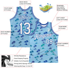Load image into Gallery viewer, Custom Light Blue White-Royal 3D Pattern Hawaii Palm Trees Authentic Basketball Jersey