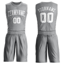 Load image into Gallery viewer, Custom Gray White Round Neck Suit Basketball Jersey - Fcustom