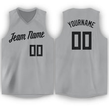Load image into Gallery viewer, Custom Gray Black V-Neck Basketball Jersey - Fcustom
