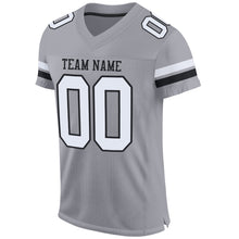 Load image into Gallery viewer, Custom Light Gray White-Black Mesh Authentic Football Jersey