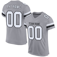 Load image into Gallery viewer, Custom Light Gray White-Black Mesh Authentic Football Jersey