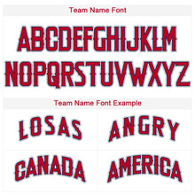 Load image into Gallery viewer, Custom White Red-Navy Baseball Jersey