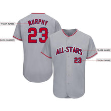 Load image into Gallery viewer, Custom Gray Red-Navy Baseball Jersey