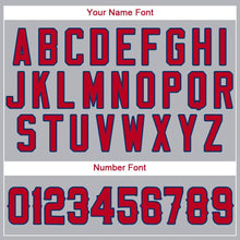 Load image into Gallery viewer, Custom Gray Red-Navy Baseball Jersey
