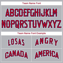 Load image into Gallery viewer, Custom Gray Red-Navy Baseball Jersey