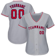 Load image into Gallery viewer, Custom Gray Red-Navy Baseball Jersey