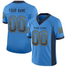 Load image into Gallery viewer, Custom Powder Blue Navy-Gold Drift Fashion Football Jersey