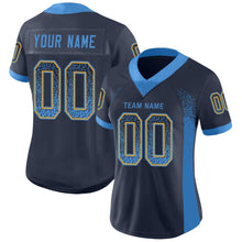Load image into Gallery viewer, Custom Navy Powder Blue-Gold Drift Fashion Football Jersey