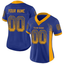 Load image into Gallery viewer, Custom Royal Gold-Navy Drift Fashion Football Jersey
