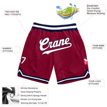 Load image into Gallery viewer, Custom Maroon White-Navy Authentic Throwback Basketball Shorts