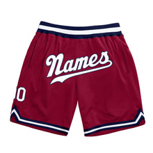 Load image into Gallery viewer, Custom Maroon White-Navy Authentic Throwback Basketball Shorts