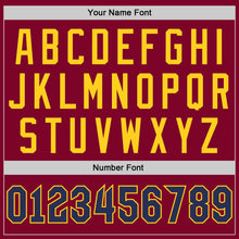 Load image into Gallery viewer, Custom Maroon Navy-Gold Authentic Throwback Basketball Jersey