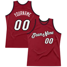 Load image into Gallery viewer, Custom Maroon White-Black Authentic Throwback Basketball Jersey