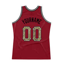 Load image into Gallery viewer, Custom Maroon Camo-Gray Authentic Throwback Basketball Jersey