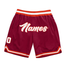 Load image into Gallery viewer, Custom Maroon White-Orange Authentic Throwback Basketball Shorts