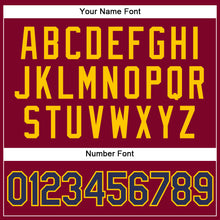 Load image into Gallery viewer, Custom Maroon White Pinstripe Navy-Gold Authentic Basketball Jersey