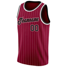Load image into Gallery viewer, Custom Maroon White Pinstripe Black-White Authentic Basketball Jersey