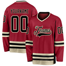 Load image into Gallery viewer, Custom Maroon Black-Cream Hockey Jersey