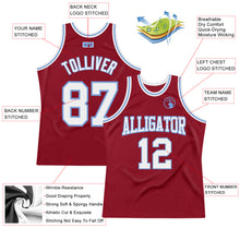 Load image into Gallery viewer, Custom Maroon White-Light Blue Authentic Throwback Basketball Jersey