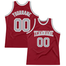Load image into Gallery viewer, Custom Maroon Gray-White Authentic Throwback Basketball Jersey