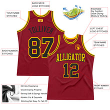 Load image into Gallery viewer, Custom Maroon Black-Gold Authentic Throwback Basketball Jersey