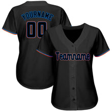 Load image into Gallery viewer, Custom Black Powder Blue-Orange Baseball Jersey
